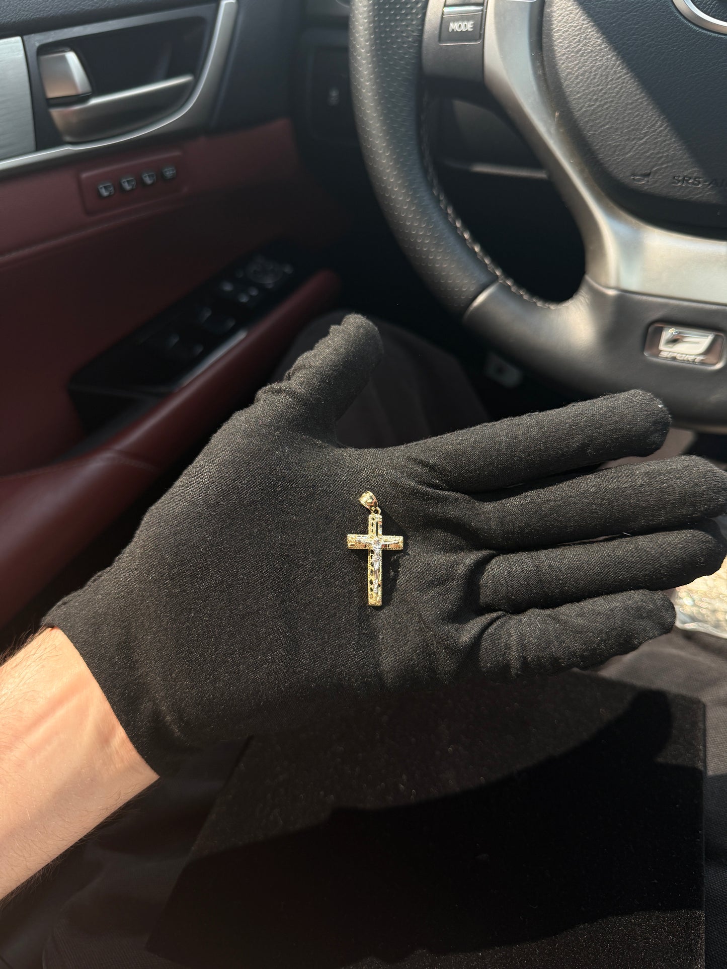 10k gold nugget cross pendant