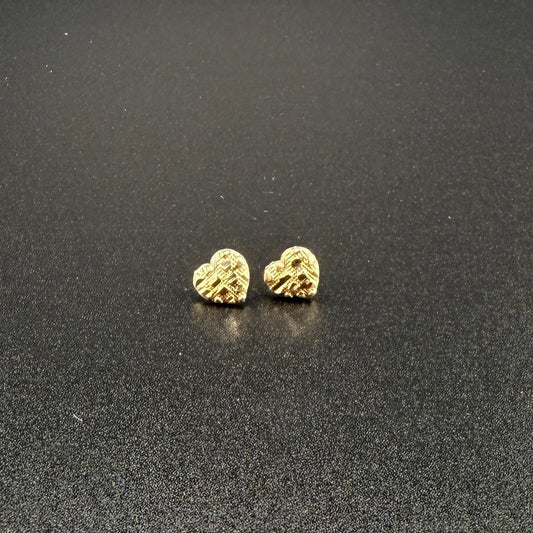 14k heart nugget earrings