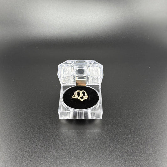 14k gold A initial ring with rose