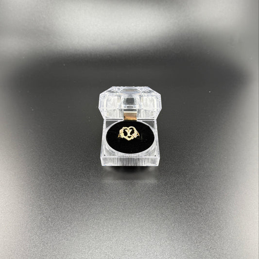 14k gold Y initial ring with rose